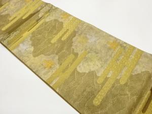 道長取り・ヱ霞・荒波に紅葉模様織出し袋帯